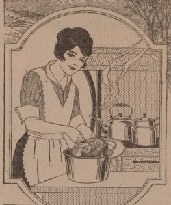 a vintage picture of a career housewife cooking