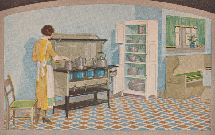 a woman homemaking at her stove