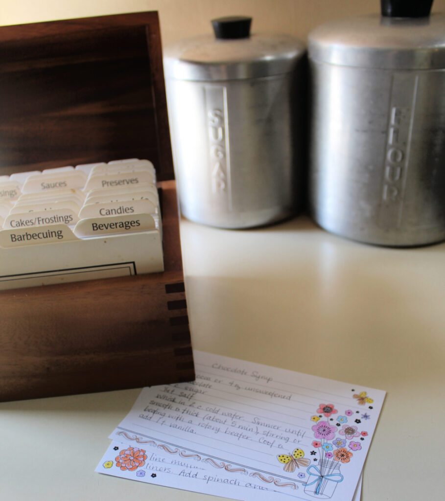 recipe box and recipe cards